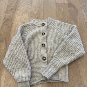 Zara Beige Knit Cardigan with Button Detail